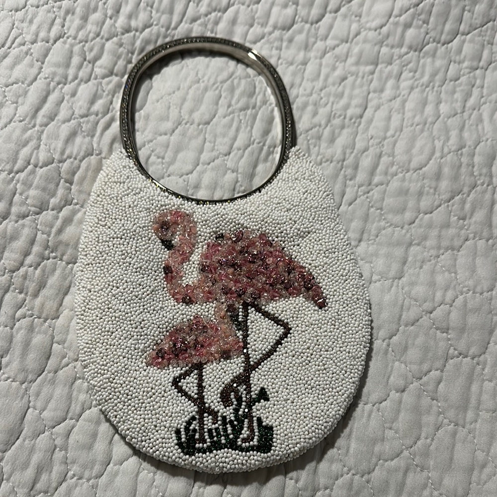 Elegant Badgley Mischka flamingo 🦩 Beaded Handbag